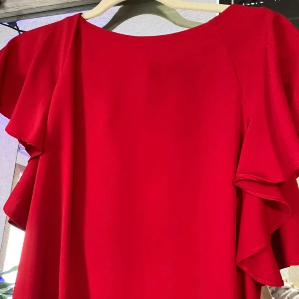 Zara Red Ruffle Dress Keyhole Back - Picture 6 of 6